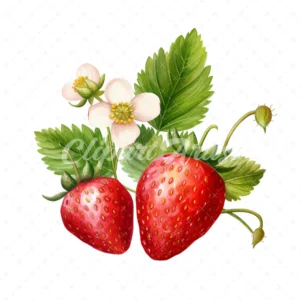 20 High-Quality Strawberry Clipart - Strawberry digital watercolor JPG instant download for commercial use - Digital download