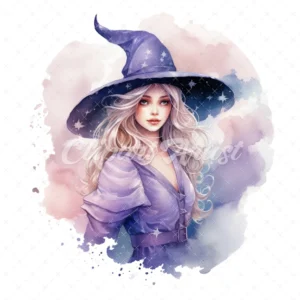 20 High-Quality Celestial Witches Clipart - Celestial witches digital watercolor JPG instant download for commercial use - Digital download