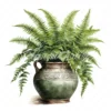 20 High-Quality Fern Antique Pot Clipart - digital watercolor JPG instant download for commercial use - Digital download