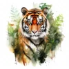 20 High-Quality Forest Tiger Clipart - Forest tiger digital watercolor JPG instant download for commercial use - Digital download