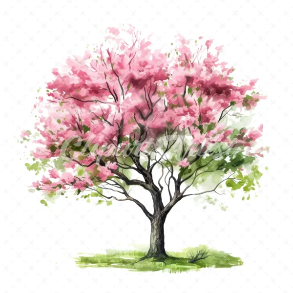 20 High-Quality Spring Trees Clipart - Spring trees digital watercolor JPG instant download for commercial use - Digital download