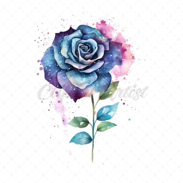 19 High-Quality Galaxy Flowers Clipart - Galaxy flowers digital watercolor JPG instant download for commercial use - Digital download