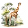 20 High-Quality Forest Giraffe Clipart - Forest giraffe digital watercolor JPG instant download for commercial use - Digital download