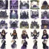 Haunted Masquerade Watercolor Clipart Set - 230+ transparent PNG, Spooky halloween graphics, Gothic images, Commercial use, Digital download