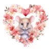 19 High-Quality Mouse in Heart Wreath Clipart - Mouse wreath digital watercolor JPG instant download for commercial use - Digital download