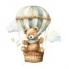 20 High-Quality Air Balloon Teddy Bear Clipart - Teddy bear digital watercolor JPG instant download for commercial use - Digital download