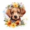 20 High-Quality Floral Portrait Puppy Clipart - Floral Puppy digital watercolor JPG instant download for commercial use - Digital download