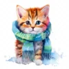 18 High-Quality Kittens With Scarf Clipart - Kittens scarf digital watercolor JPG instant download for commercial use - Digital download