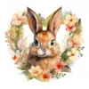 20 High-Quality Bunny in Heart Wreath Clipart - Bunny wreath digital watercolor JPG instant download for commercial use - Digital download
