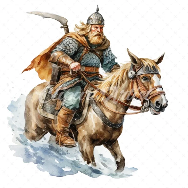 20 High-Quality Riding Vikings Clipart - Riding vikings digital watercolor JPG instant download for commercial use - Digital download