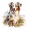 20 High-Quality Australian Shepherd Clipart - Shepherd dog digital watercolor JPG instant download for commercial use - Digital download