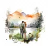 20 High-Quality Loving Couple Clipart - Loving couple digital watercolor JPG instant download for commercial use - Digital download