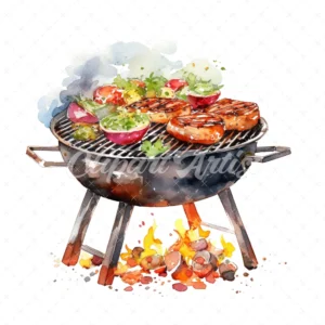 20 High-Quality BBQ Grill at Clipart - BBQ grill digital watercolor JPG instant download for commercial use - Digital download