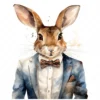 19 High-Quality Bunny in Suit Clipart - Bunny in suit digital watercolor JPG instant download for commercial use - Digital download