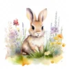 20 High-Quality Bunny in a Meadow Clipart - Bunny meadow digital watercolor JPG instant download for commercial use - Digital download