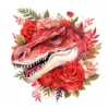 20 High-Quality Red Floral Dinosaur Clipart - Red dinosaur digital watercolor JPG instant download for commercial use - Digital download