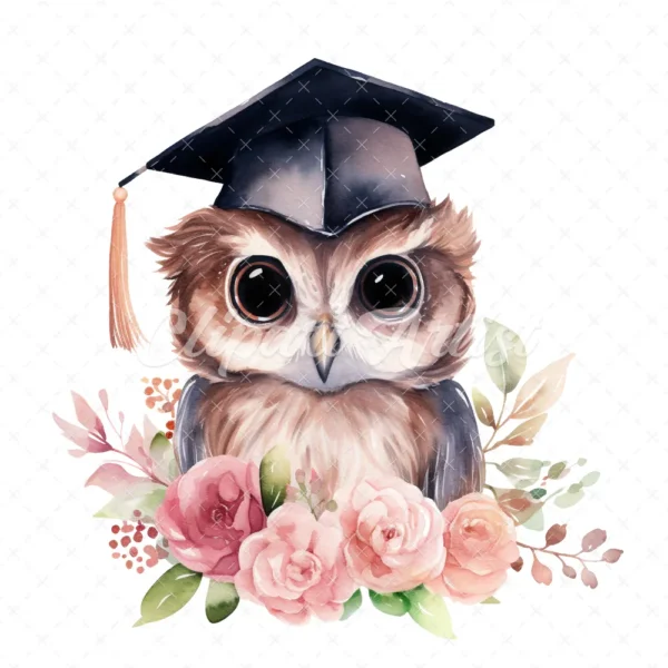 19 High-Quality Graduation Owl Clipart - Graduation owl digital watercolor JPG instant download for commercial use - Digital download