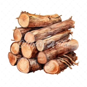 18 High-Quality Chopped Wood Clipart - Chopped wood digital watercolor JPG instant download for commercial use - Digital download