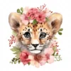 20 High-Quality Floral Cute Cheetah Clipart - Cute cheetah digital watercolor JPG instant download for commercial use - Digital download
