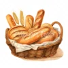 20 High-Quality Bread Basket Clipart - Bread basket digital watercolor JPG instant download for commercial use - Digital download