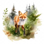 20 High-Quality Forest Fox Clipart - Forest fox digital watercolor JPG instant download for commercial use - Digital download