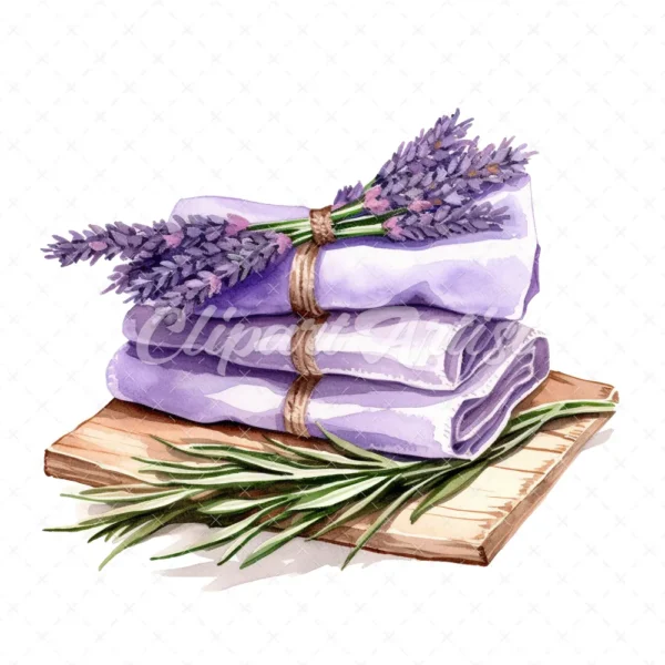 20 High-Quality Lavender Towels Clipart - Lavender towels digital watercolor JPG instant download for commercial use - Digital download