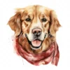 20 High-Quality Golden Retriever with Bandana Clipart - Dogs digital watercolor JPG instant download for commercial use - Digital download