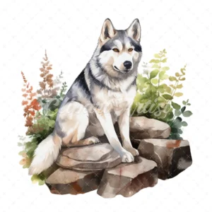 20 High-Quality Husky Dog Clipart - Husky dog digital watercolor JPG instant download for commercial use - Digital download