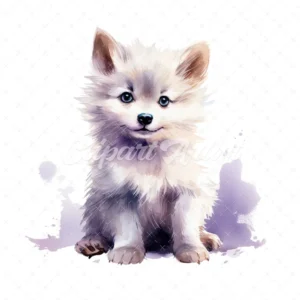 20 High-Quality Fluffy Sitting Dogs Clipart - Fluffy dogs digital watercolor JPG instant download for commercial use - Digital download