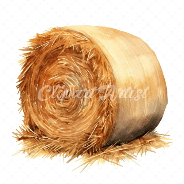 19 High-Quality Hay Bale Clipart - Hay bale digital watercolor JPG instant download for commercial use - Digital download