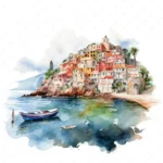 19 High-Quality Italian Seaside Clipart - Italian seaside digital watercolor JPG instant download for commercial use - Digital download