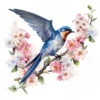 20 High-Quality Floral Swallow Clipart - Floral swallow digital watercolor JPG instant download for commercial use - Digital download
