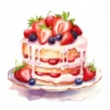 20 High-Quality Birthday Fruit Cake Clipart - Fruit cake digital watercolor JPG instant download for commercial use - Digital download