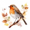 20 High-Quality Robin on Dry Leaf Clipart - Birds digital watercolor JPG instant download for commercial use - Digital download