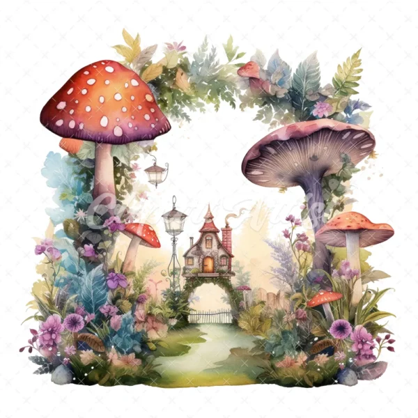 20 High-Quality Enchanted Fairy Forest Clipart - Fairy forest digital watercolor JPG instant download for commercial use - Digital download