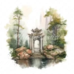 20 High-Quality Forest Shrine Clipart - Forest shrine digital watercolor JPG instant download for commercial use - Digital download