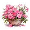 20 High-Quality Azaleas Basket Clipart - Azaleas basket digital watercolor JPG instant download for commercial use - Digital download
