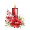 20 High-Quality Red Floral Candles Clipart - Red candle flower digital watercolor JPG instant download for commercial use - Digital download