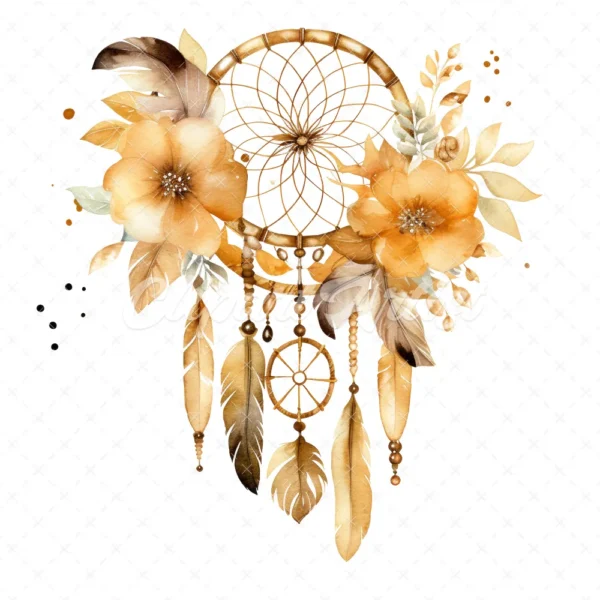 20 High-Quality Boho Dreamcatcher Clipart - Boho dreamcatcher digital watercolor JPG instant download for commercial use - Digital download