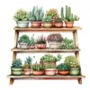 20 High-Quality Succulent Rack Clipart - Succulent rack digital watercolor JPG instant download for commercial use - Digital download