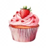 20 High-Quality Strawberry Cupcake Clipart - Cupcake digital watercolor JPG instant download for commercial use - Digital download