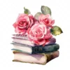 20 High-Quality Rose Books Clipart - Rose books digital watercolor JPG instant download for commercial use - Digital download