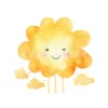 18 High-Quality Cute Sun and Cloud Clipart - Cute sun cloud digital watercolor JPG instant download for commercial use - Digital download