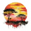 21 High-Quality African Sunset Clipart - African sunset digital watercolor JPG instant download for commercial use - Digital download
