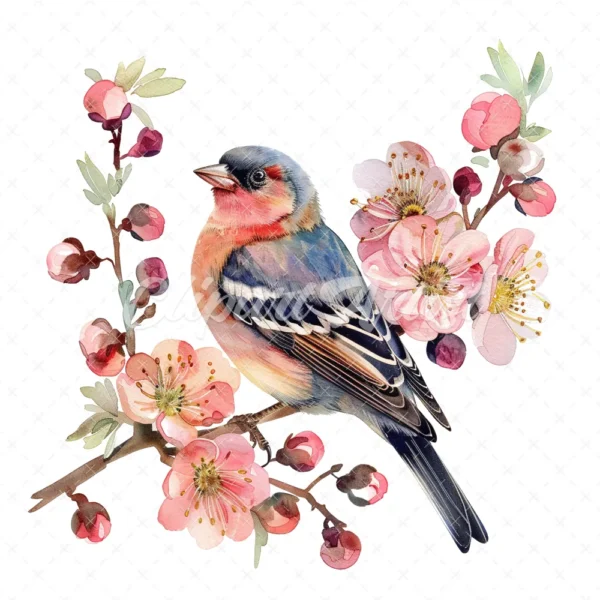 20 High-Quality Chaffinch Flower Clipart - Chaffinch flower digital watercolor JPG instant download for commercial use - Digital download