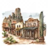 19 High-Quality Old West Clipart - Old west landscape digital watercolor JPG instant download for commercial use - Digital download