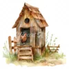 20 High-Quality Chicken Coop Clipart - Chicken coop digital watercolor JPG instant download for commercial use - Digital download