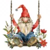 18 High-Quality Gnome on Swing Clipart - Gnome on swing wreath digital watercolor JPG instant download for commercial use - Digital download