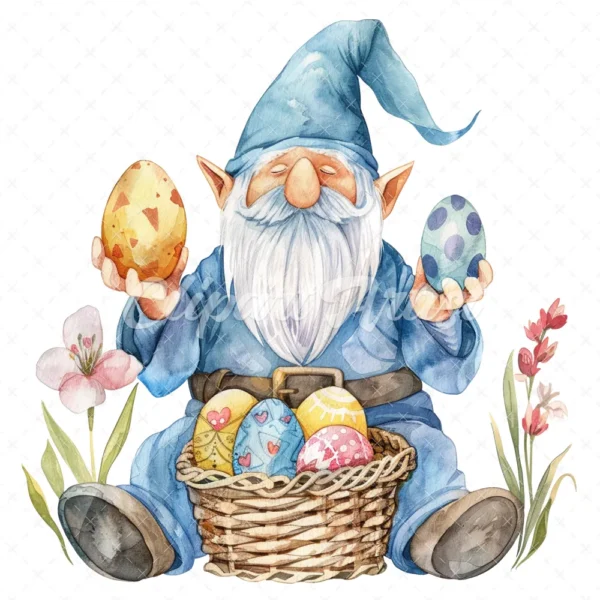 20 High-Quality Gnome With Easter Clipart - Easter gnome digital watercolor JPG instant download for commercial use - Digital download