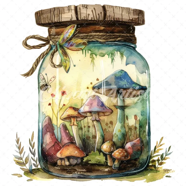 20 High-Quality Fairy Jars Clipart - Fairy jars digital watercolor JPG instant download for commercial use - Digital download
